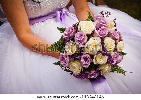 Wedding bouquet with bride