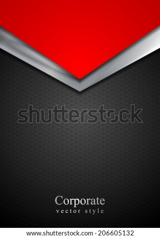 Dark silver and red tech arrows design. Vector steel metal background