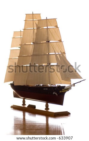 Model of the Cutty Sark sailing ship. It took me over one year to complete this model. Isolated on a white background.