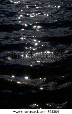 Reflections from the sun shining on the water. Interesting swirling patterns of light and shadow.