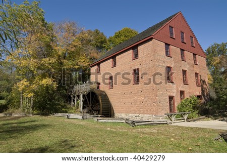 The historic Colvin Run Mill in Great Falls Virginia. This restored mill is still in working order and actual ground mill can be purchased from the General Store. Now owned by the state of Virginia.