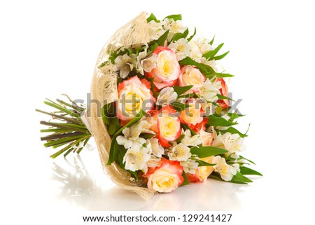bouquet flowers on a white background, is isolated