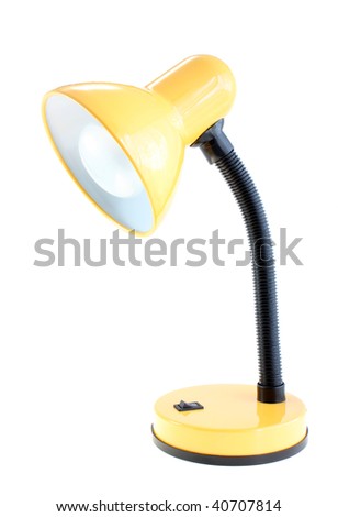 Yellow desk lamp on a white background, it is isolated.