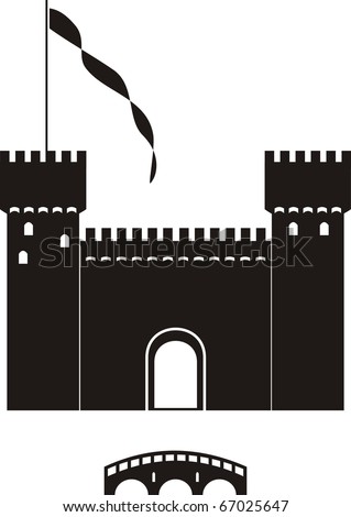 Vector Knight's Castle Of Black Silhouette - Isolated Illustration On 