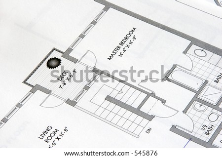 Laser printout of architectural plan drawing