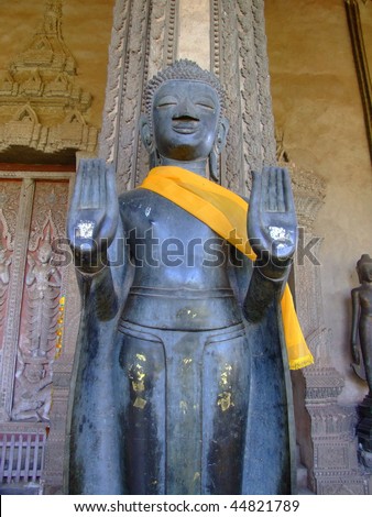 Ancient Buddhist statue, Vientiane, Laos.