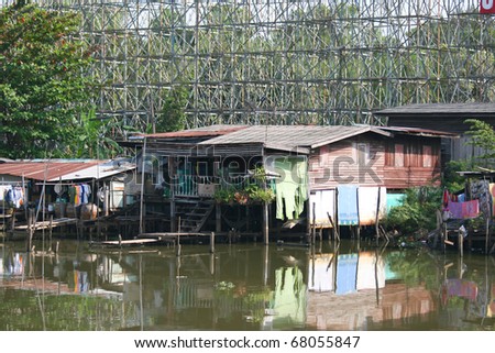River houses in Thailand.