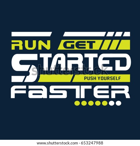 Run sport athletic typography, tee shirt graphics, vectors