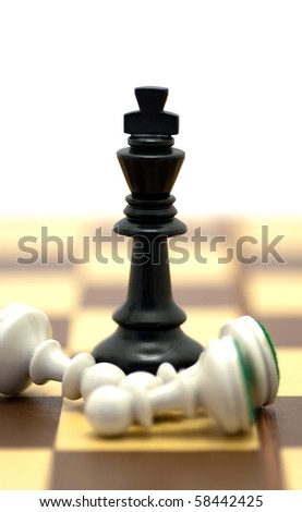 black king and three white pawns