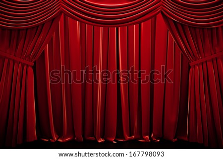 Red closed curtain  in a theater