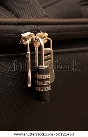 a combination lock on a bag