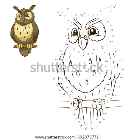 Connect the dots to draw the animal educational game for children owl vector illustration Connect the dots to draw the animal educational game for children owl vector illustration