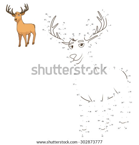 Connect the dots to draw the animal educational game for children deer vector illustration Connect the dots to draw the animal educational game for children deer vector illustration