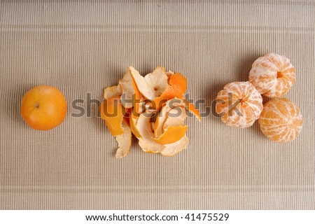 tangerine, mandarin and a peeled, skin