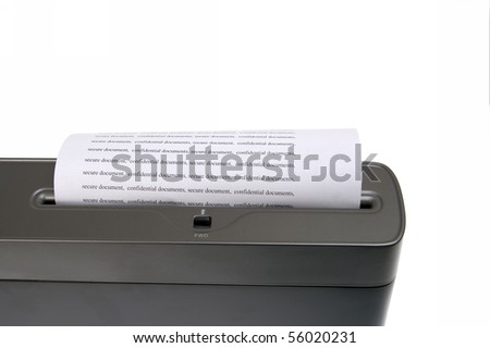 Paper shredder secure document. confidential documents into a paper shredder