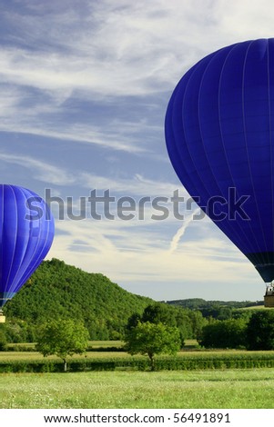blue flying hot air balloon, hot air balloon