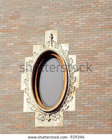 Oval window on building.Boston Mass.