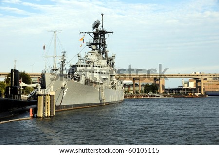 USS Little Rock-Editorial Image-USS Little Rock was a ship used during WW11 is displayed at the Naval Park Erie Basin Marina-Buffalo,New York to the left is a German submarine