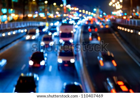 Evening traffic The city lights Motion blur Evening traffic The city lights Motion blur