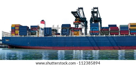 Cargo sea port. Sea cargo cranes. Sea.