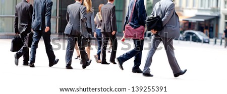 A large group of business people. Panorama. Urban scene.