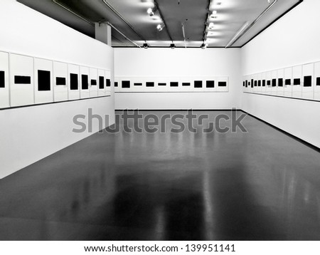 Interior of a modern exhibition hall. Exhibition.Panorama .