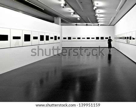 Interior of a modern exhibition hall. Exhibition.Panorama.