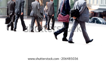 A large group of business people. Panorama. Urban scene.