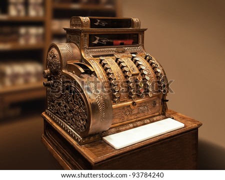 Old-time cash register in a shop.