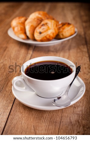 fresh coffee and croissant