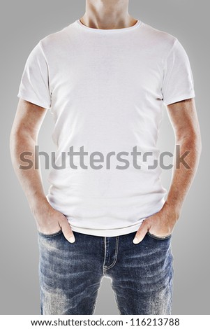 Young Man Wearing A Blank White T-Shirt