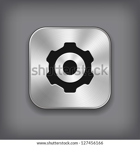 Gear icon vector metal app button Gear icon vector metal app button