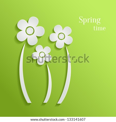 Spring Flowers On Green Background