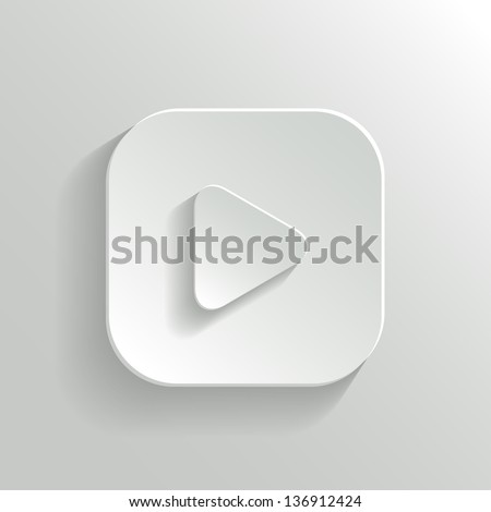 Play icon media player icon vector white app button with shadow Play icon media player icon vector white app button with shadow