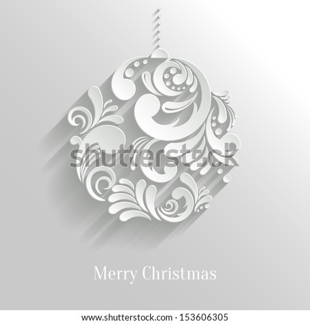 Abstract White Floral Christmas Ball, Creative Vector Illustration