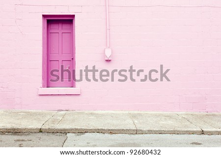 pink wall door sidewalk background