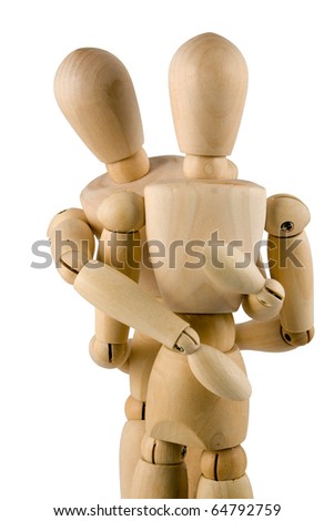 wooden dummies hug