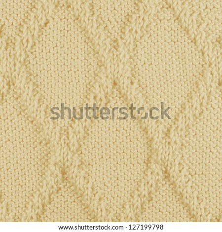 diamond knitting pattern in off-white cotton, handwork