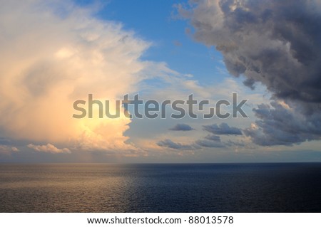 Thunder storm above the Adriatic Sea in Puglia; Italy