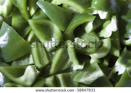 Fresh Cut Raw Green Peppers (Food Texture)