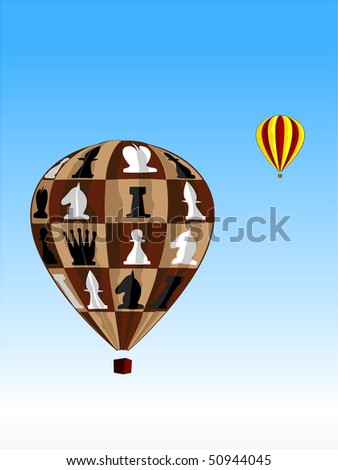 air balloon with chess figures