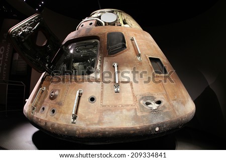 CAPE CANAVERAL, FL- June 06: Apollo 13 LEM capsule displayed at NASA, Kennedy Space Center, Cape Canaveral, Florida, June 06, 2014