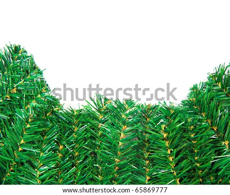 Christmas green framework with Pine needles isolated on white