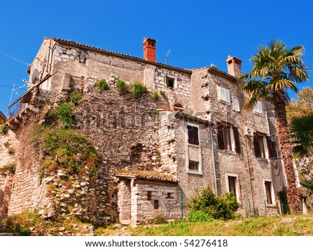 Old rundown Mediterranean house in small town on Adriatic coast