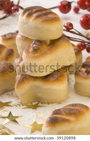 stock photo : Typical spanish Christmas marzipan sweets. Selective focus.