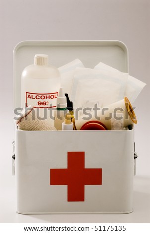 First aid box in white background.