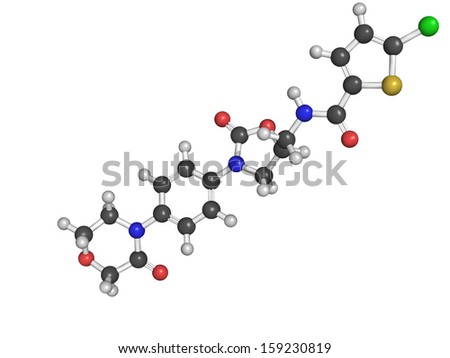 Chemical structure of Rivaroxaban anticoagulant drug (direct factor Xa inhibitor)