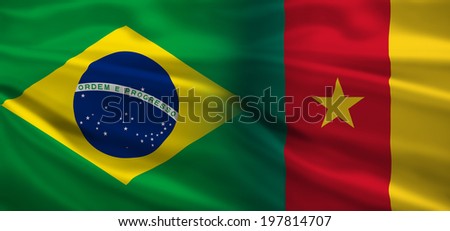 Brazil vs Cameroon flags concept for soccer (football) matches