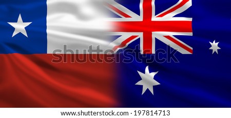 Chile vs Australia flags concept for soccer (football) matches