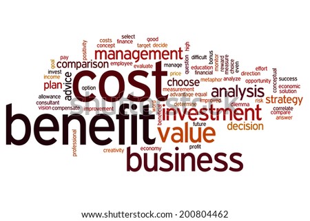 Cost benefit concept word cloud background